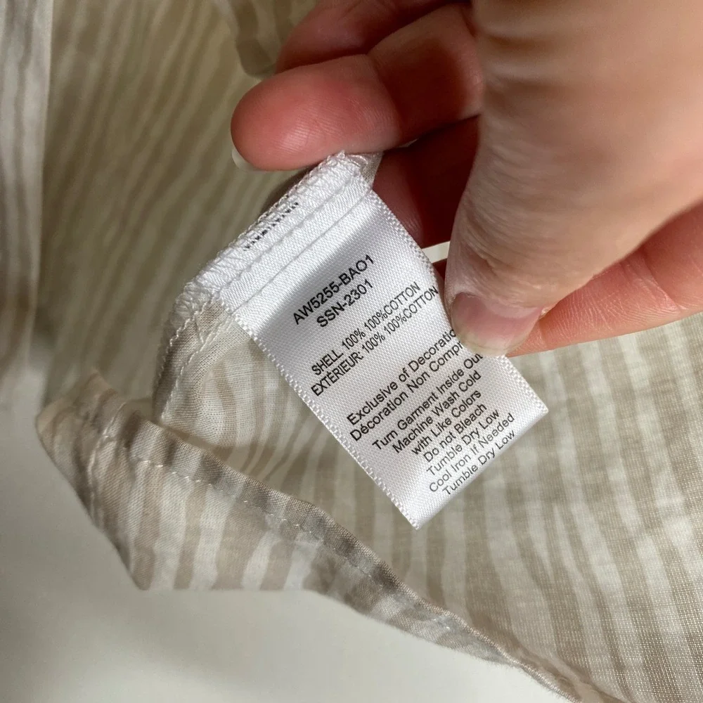 ATM Anthony Thomas Melillo Stripe Cotton Camp Shirt In Beach Pebble Combo Size L